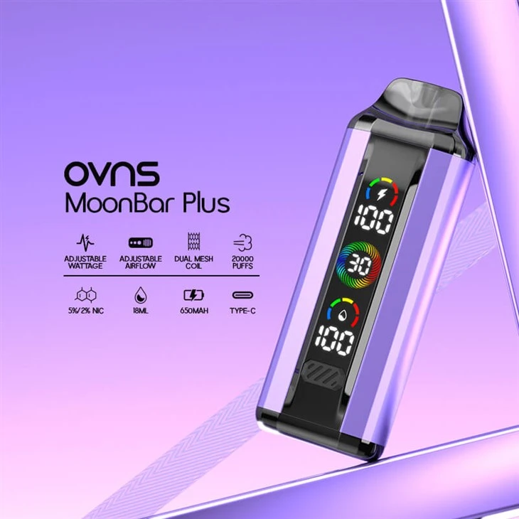 200000 퍼프 OLED 스크린 MOONBAR PLUS 알루미늄 합금 일회용 vape 펜